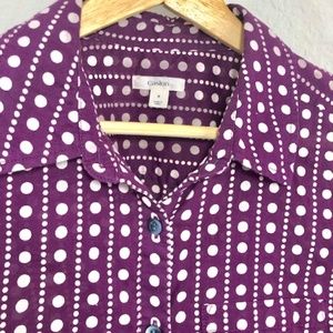 Caslon Women's blouse Sz 8 Purple White Polka Dot